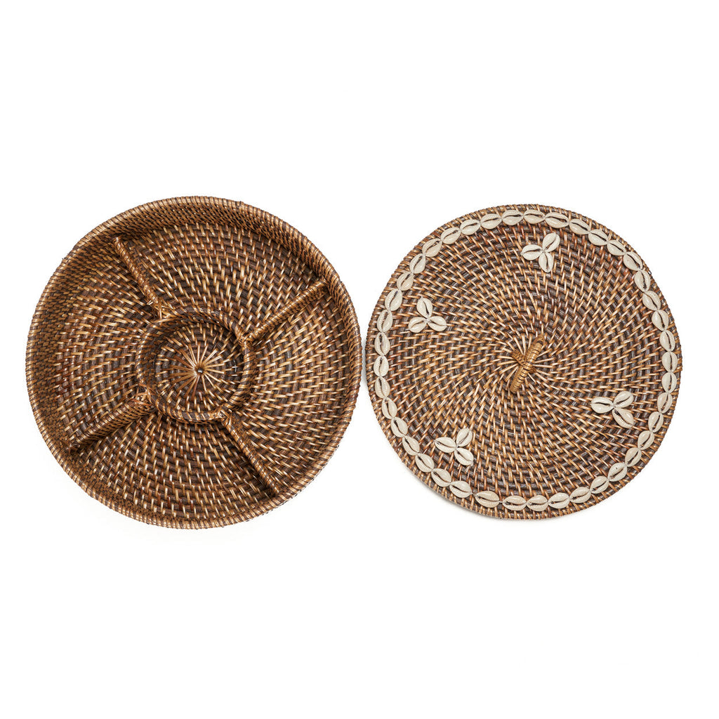 Colonial Compartment Basket, Rattan - Natural Brown