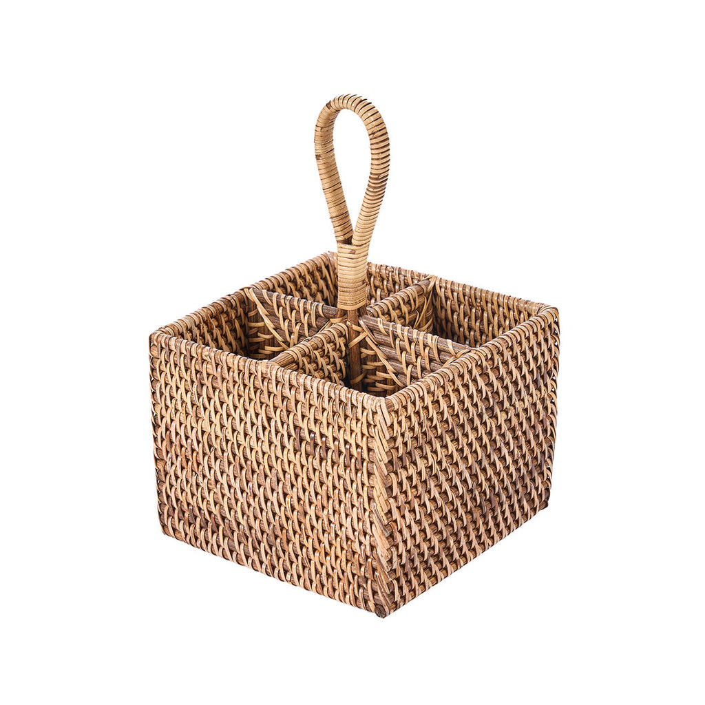Colonial Cutlery Caddy N°4, Rattan - Natural Brown