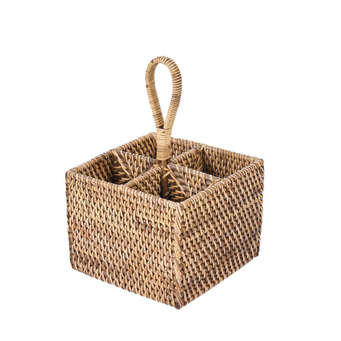 Colonial Cutlery Caddy N°4, Rattan - Natural Brown