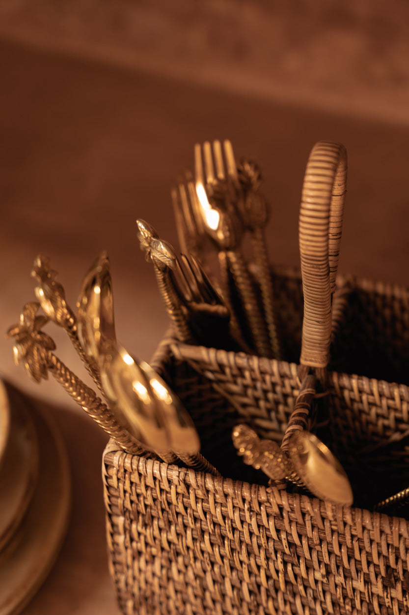 Colonial Cutlery Caddy N°4, Rattan - Natural Brown