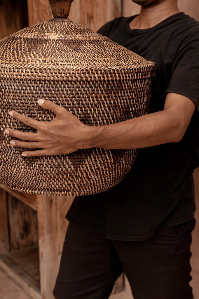 Colonial Basket, Storage Crown - Natural Brown, Ø 55, H 52 CM