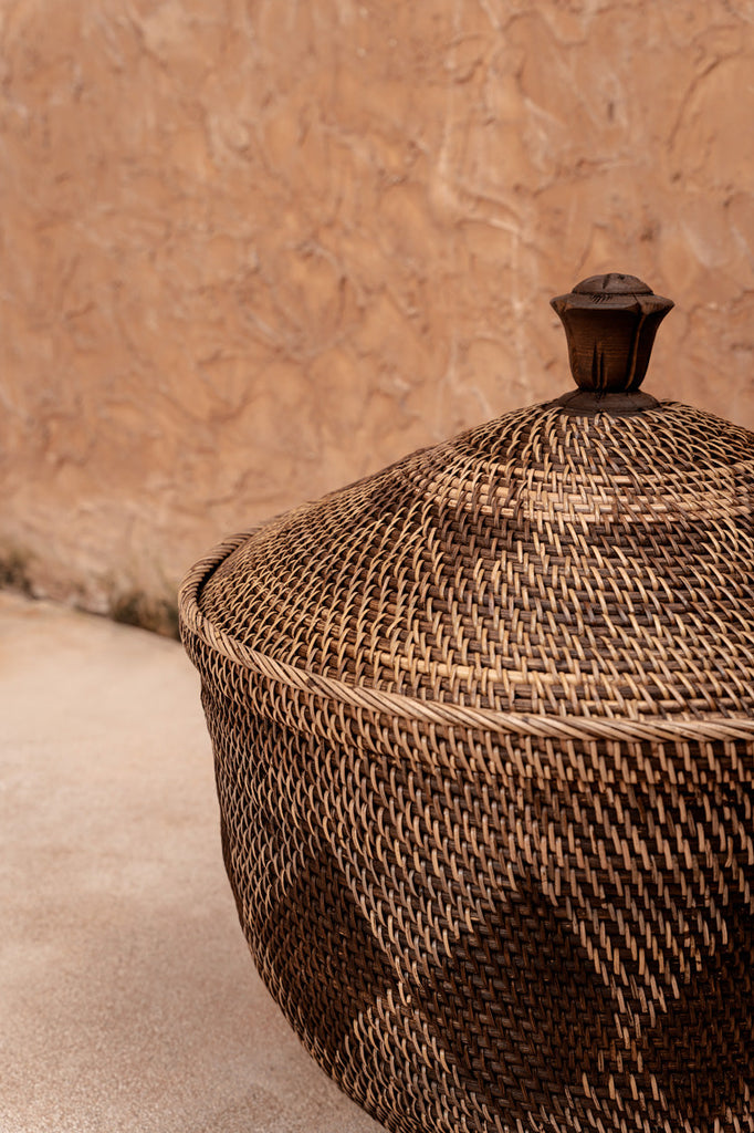 Colonial Basket, Storage Crown - Natural Brown, Ø 55, H 52 CM