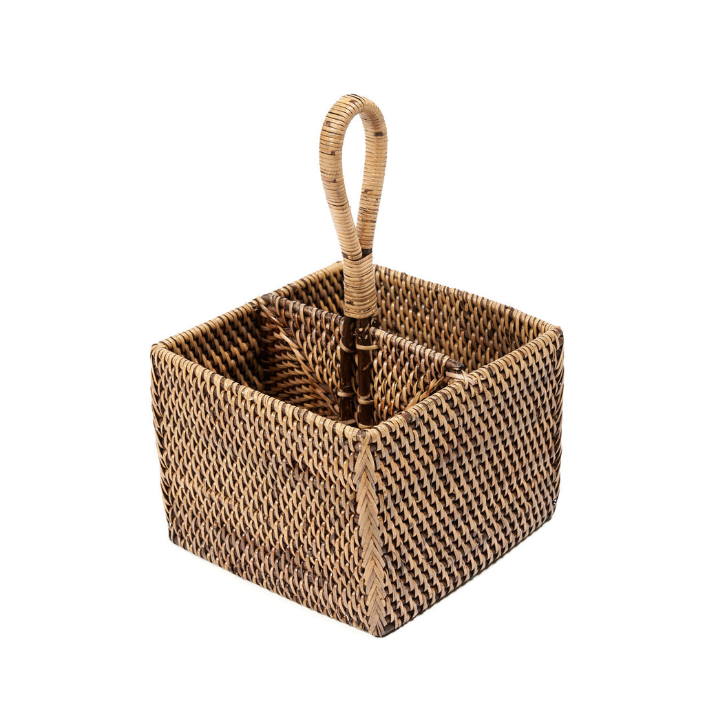 Colonial Cutlery Caddy N°2 Rattan- Natural Brown