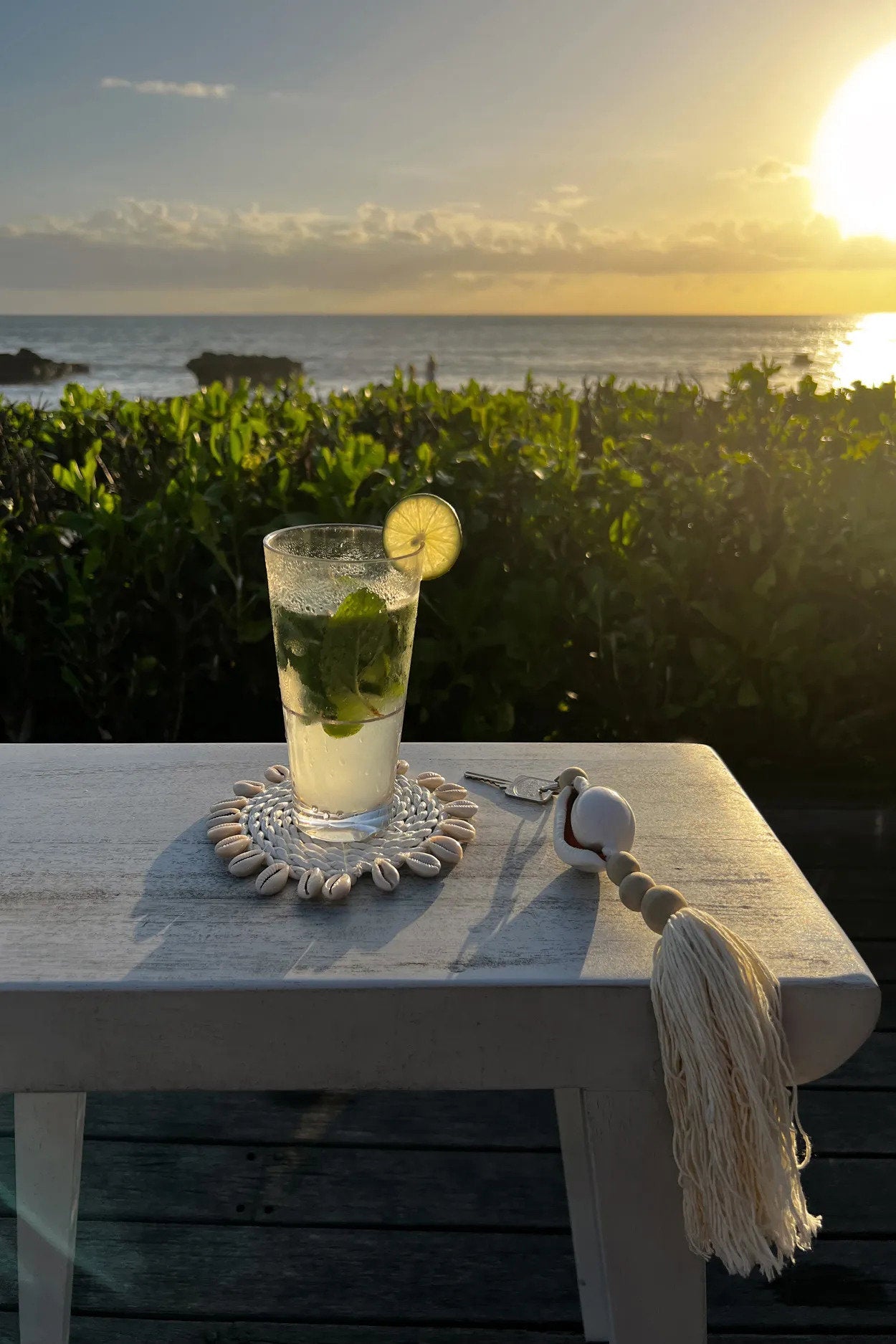 Seagrass Shell Coaster - White