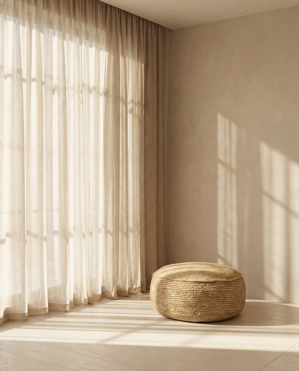The Raffia Flores Pouffe - Natural, Ø 60 cm, H 35 cm