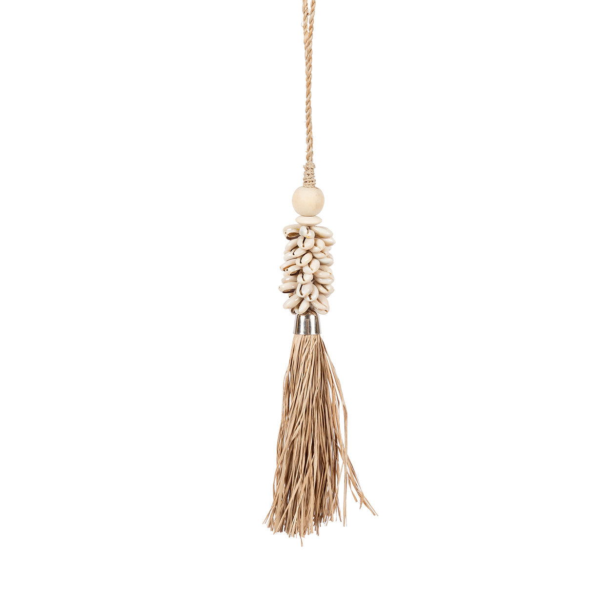 The Cowrie and Raffia Tassel - Natural, H 40 cm