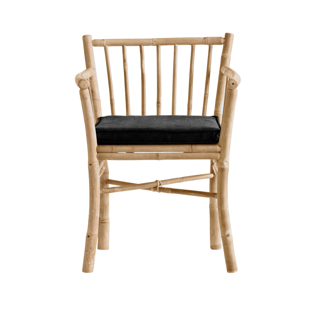 BAM DINING CHAIR WITH ARMREST NEW | BAMBOO | WHITE, SAND, GREY or BLACK CUSHION