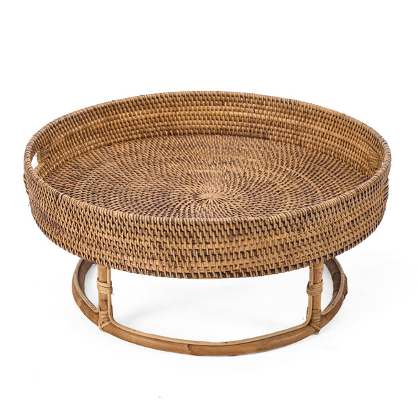 The Rattan Rise Colonial Tray - Natural Brown, 50 CM