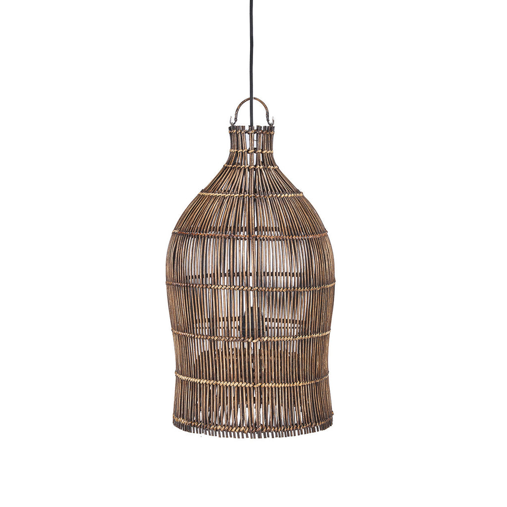 Colonial Pendant Woven Bell  - Dark Walnut - D 30, H 50 CM