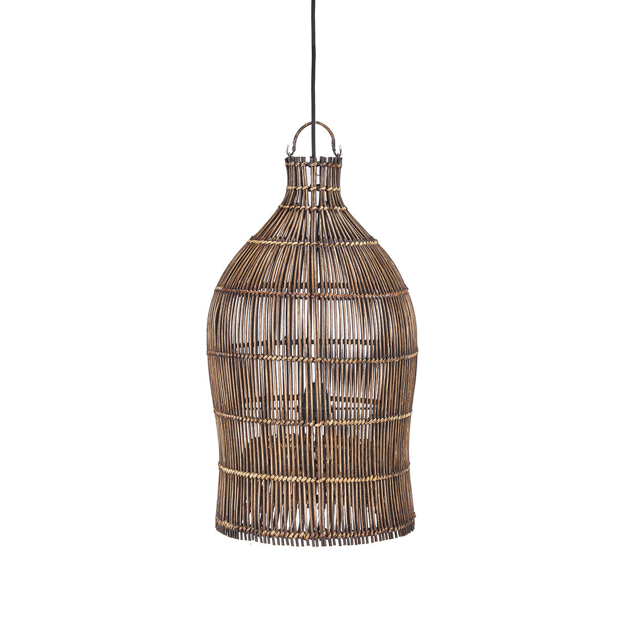 Colonial Pendant Woven Bell  - Dark Walnut - D 30, H 50 CM