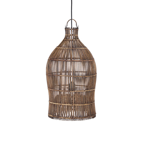 Colonial Pendant Woven Bell  - Dark Walnut - D 30, H 50 CM