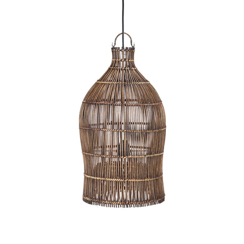 Colonial Pendant Woven Bell  - Dark Walnut - D 30, H 50 CM