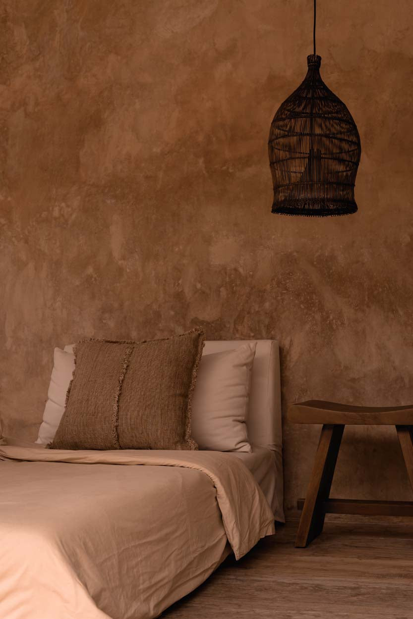 Colonial Pendant Woven Bell  - Dark Walnut - D 30, H 50 CM