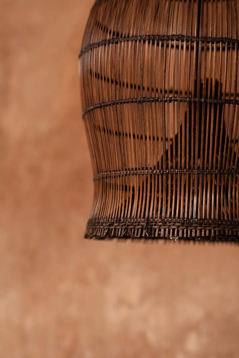 Colonial Pendant Woven Bell  - Dark Walnut - D 30, H 50 CM