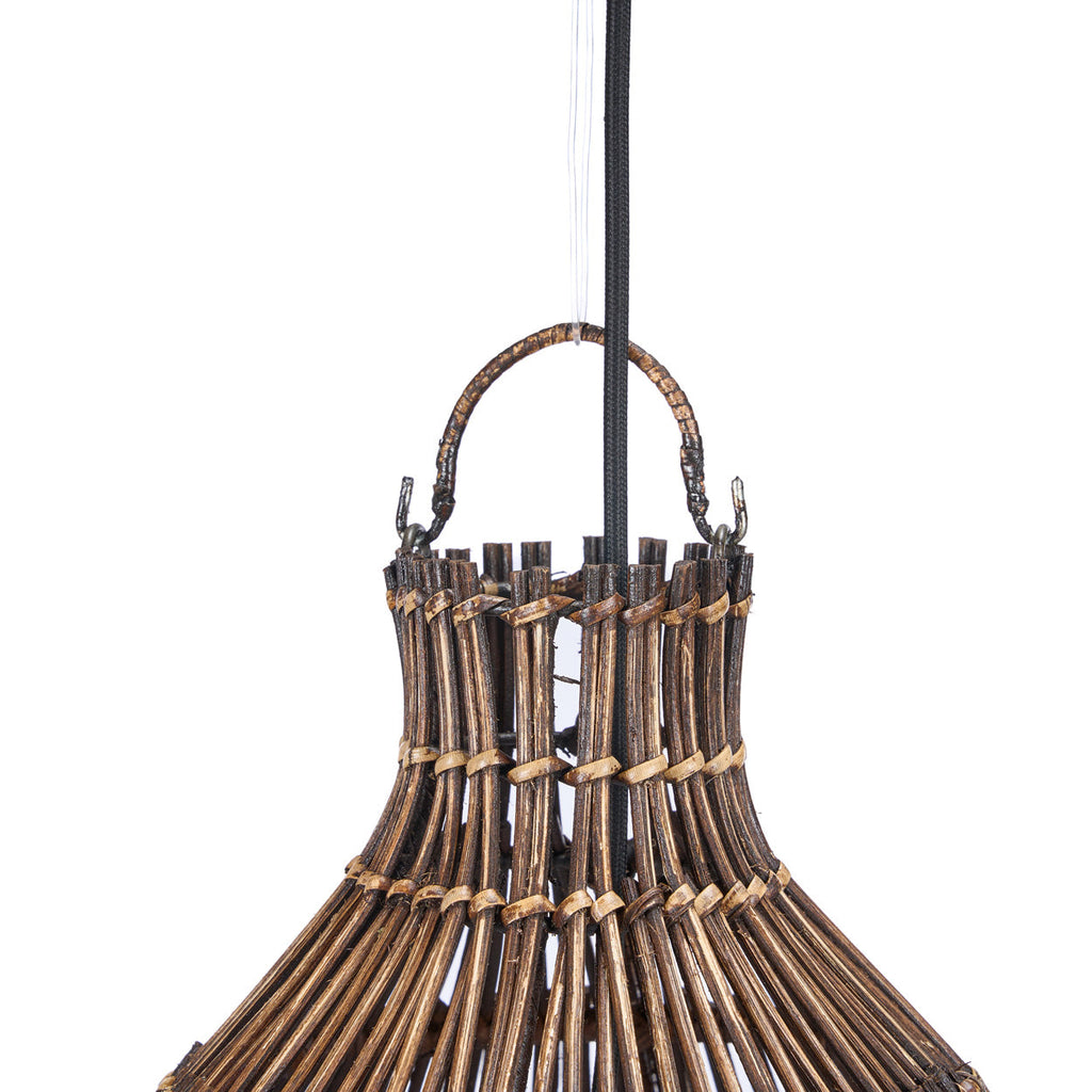Colonial Pendant Woven Bell  - Dark Walnut - D 30, H 50 CM