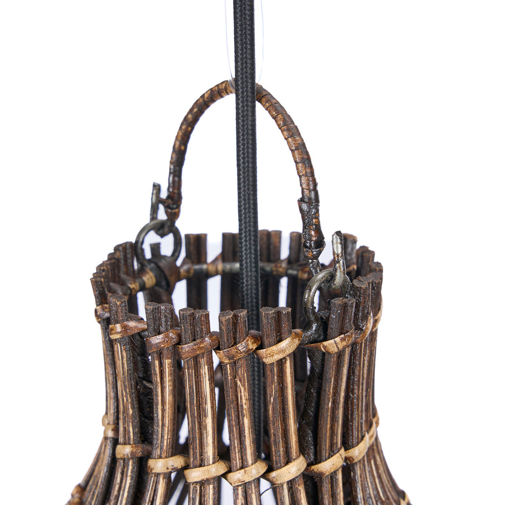 Colonial Pendant Woven Bell  - Dark Walnut - D 30, H 50 CM