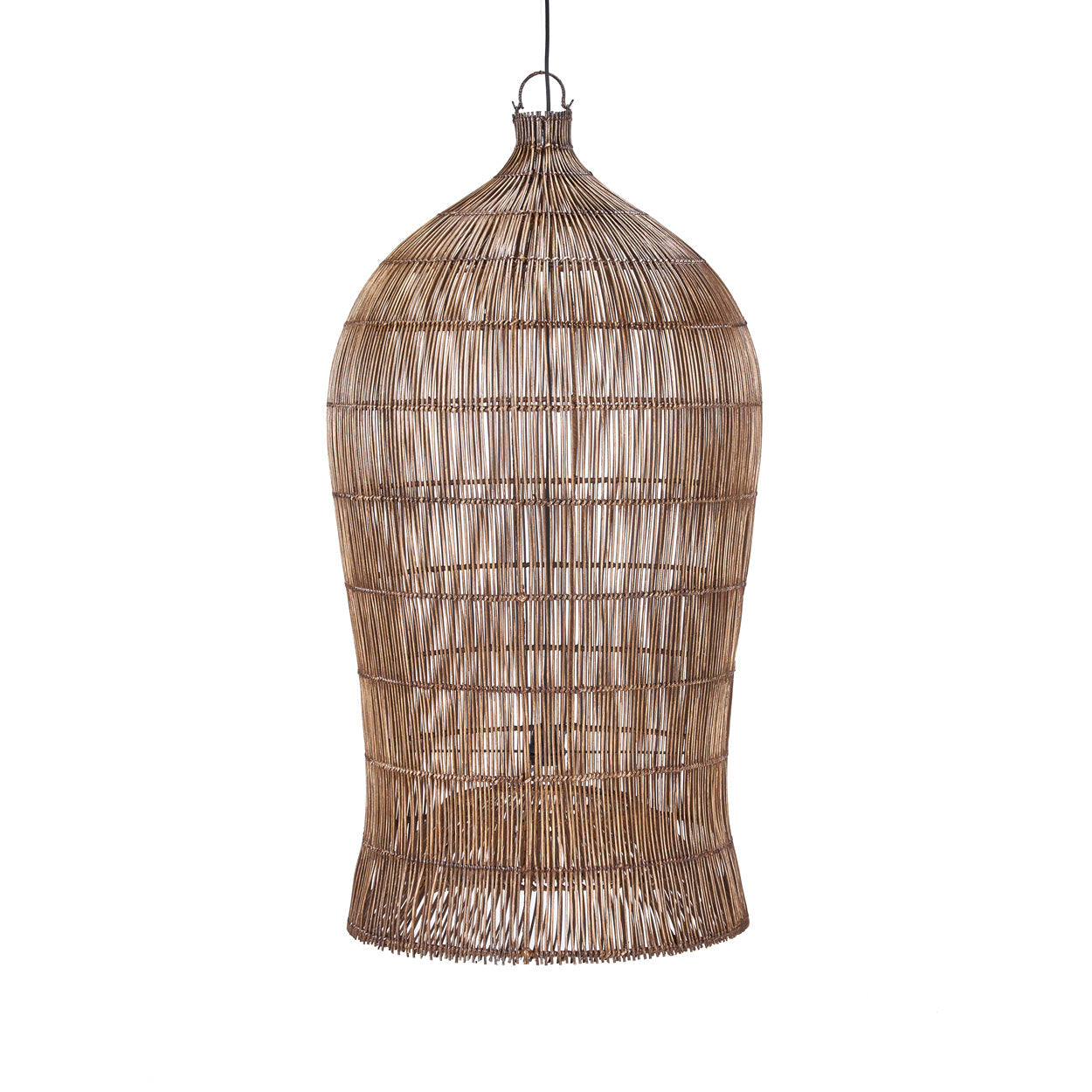 Colonial Pendant Woven Bell - Dark Walnut - XL, 60 x 60, H 112 CM
