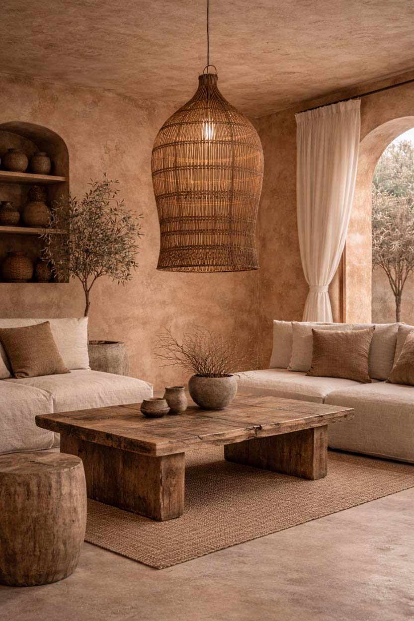 Colonial Pendant Woven Bell - Dark Walnut - XL, 60 x 60, H 112 CM
