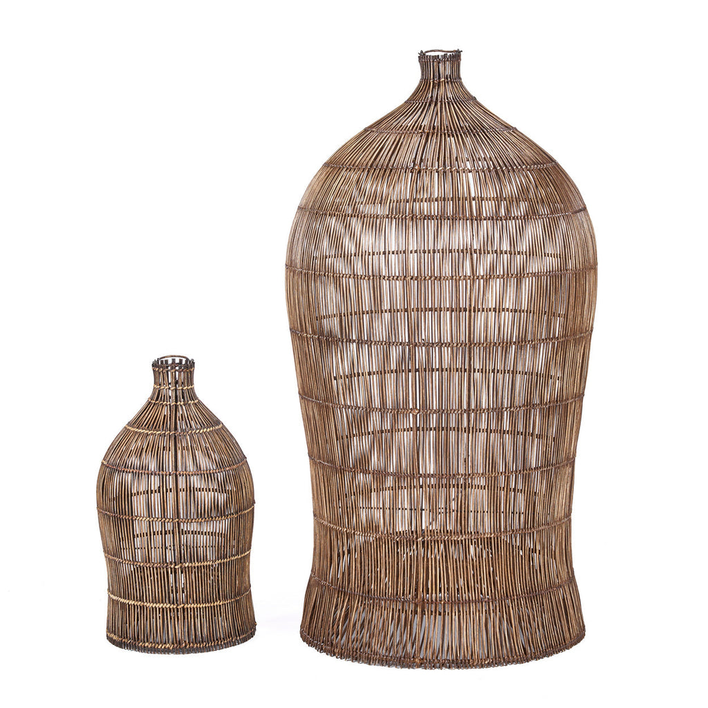 Colonial Pendant Woven Bell - Dark Walnut - XL, 60 x 60, H 112 CM