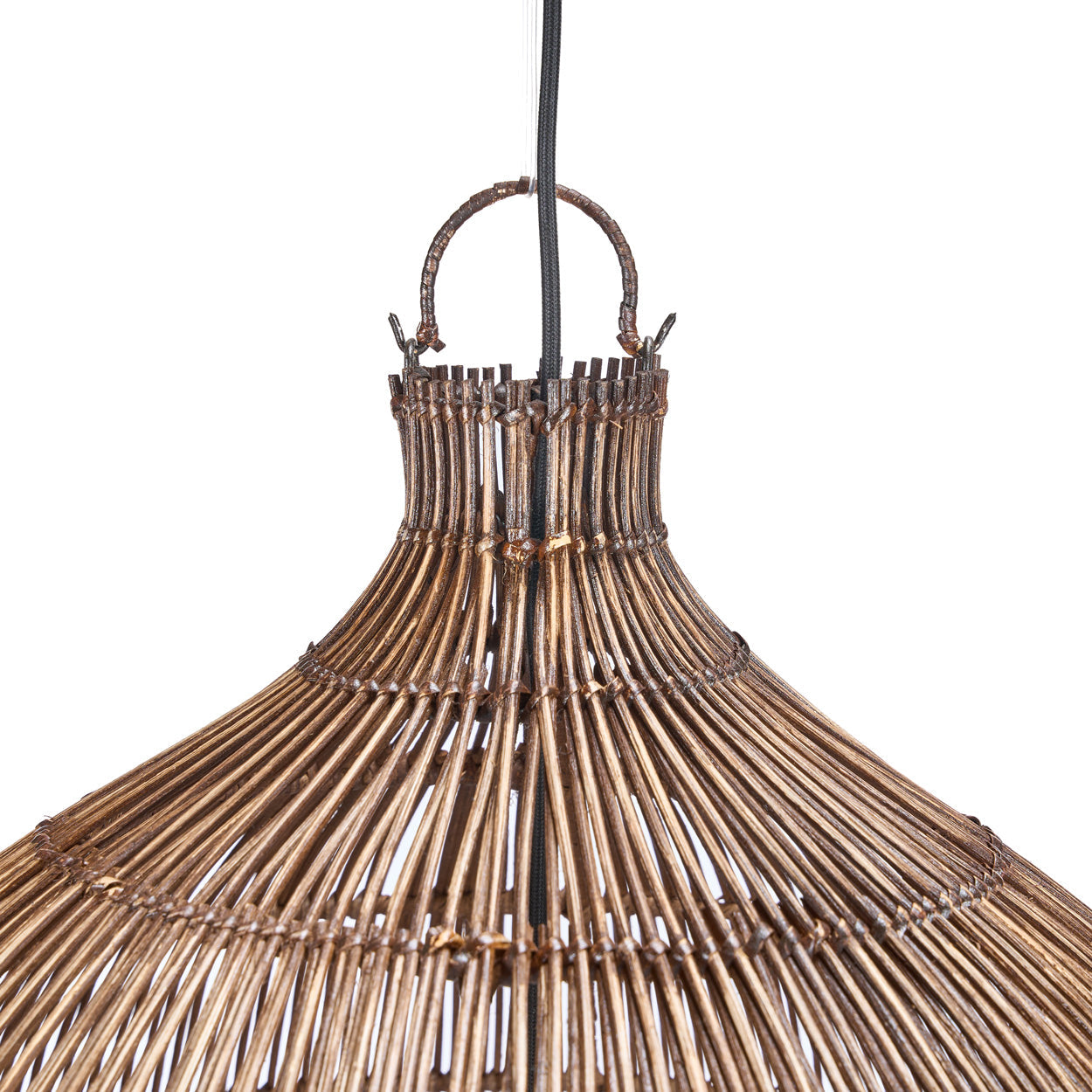 Colonial Pendant Woven Bell - Dark Walnut - XL, 60 x 60, H 112 CM
