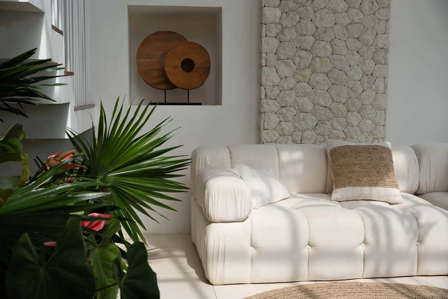 The Raffia Stamp Cushion Cover - Natural, 50 x 50 cm