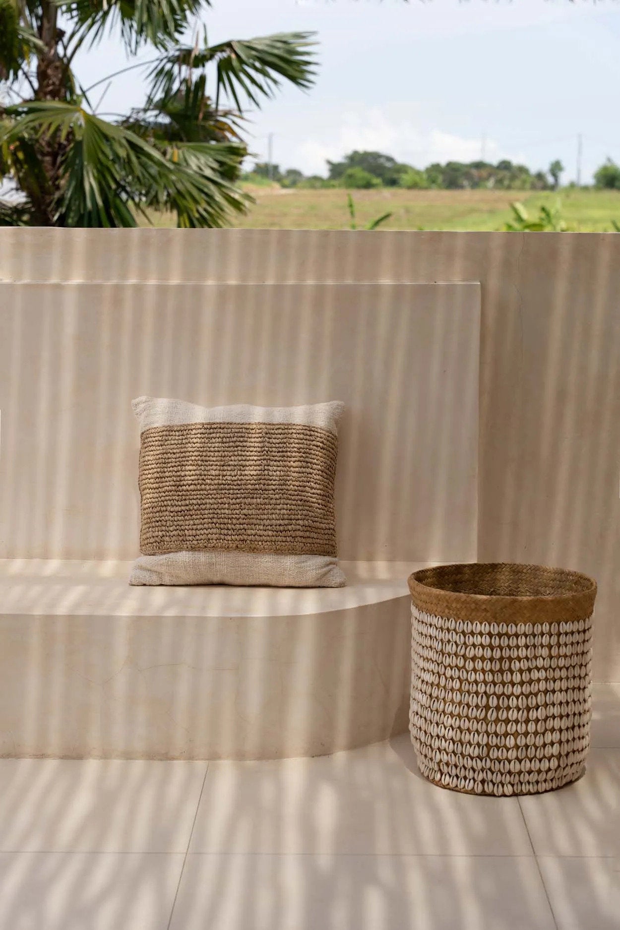 The Raffia Stamp Cushion Cover - Natural, 50 x 50 cm