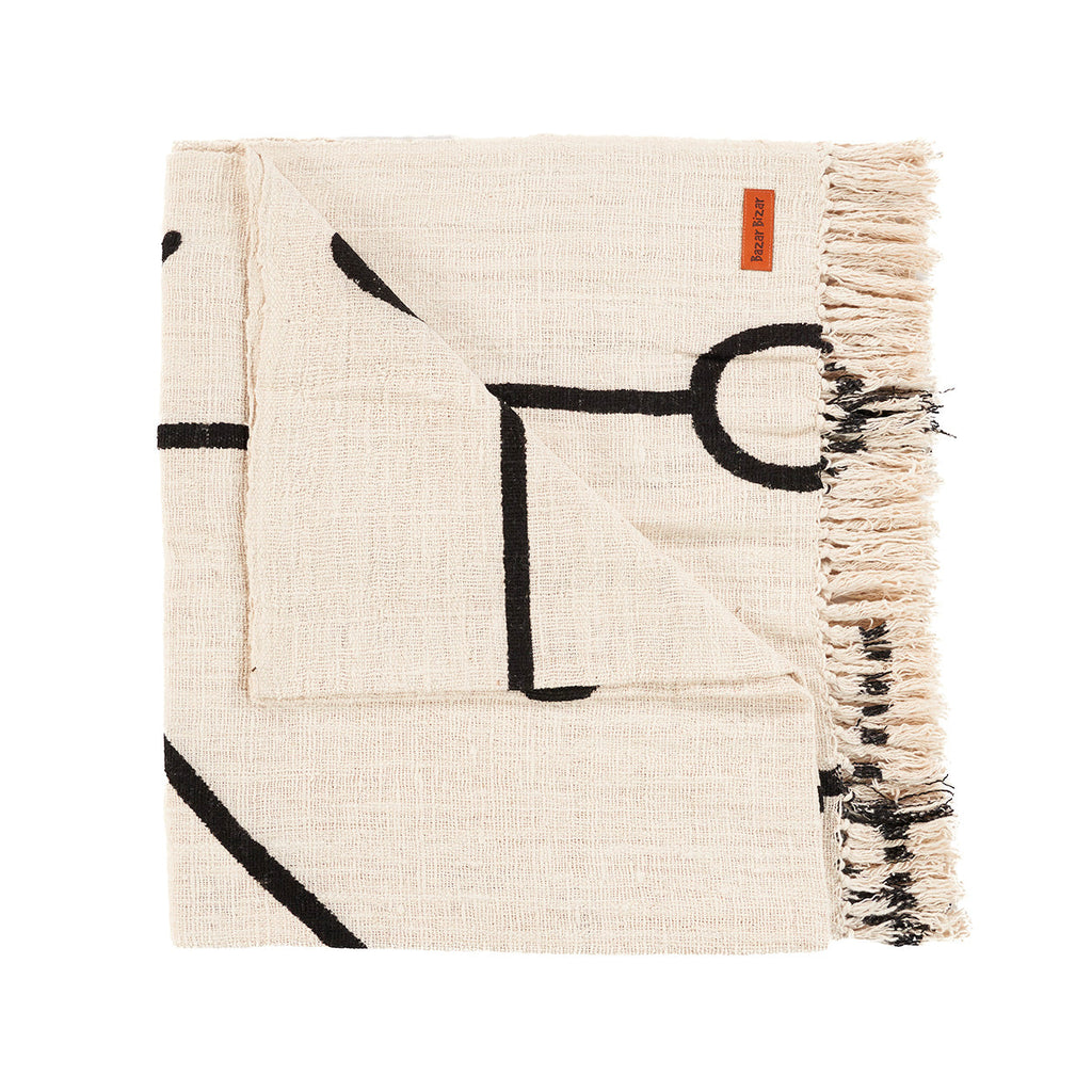 Evil Eye Bed Throw - 128 x 240 cm, Natural Black