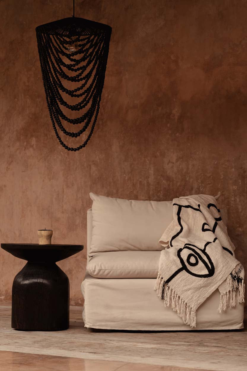 Evil Eye Bed Throw - 128 x 240 cm, Natural Black