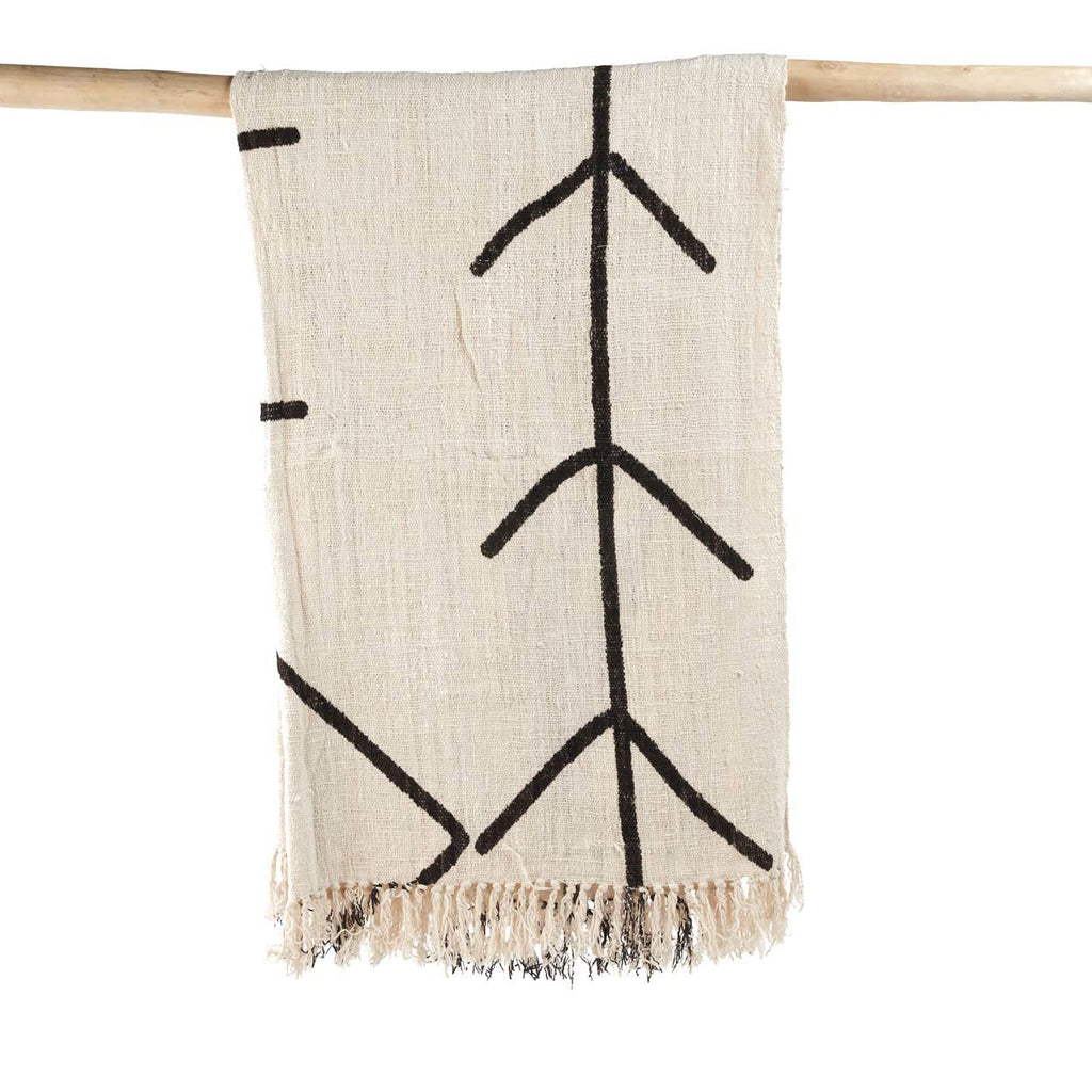 Evil Eye Bed Throw - 128 x 240 cm, Natural Black