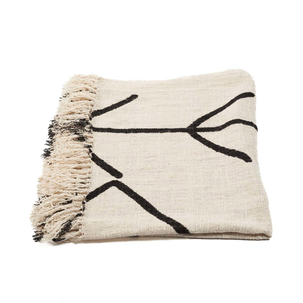 Evil Eye Bed Throw - 128 x 240 cm, Natural Black