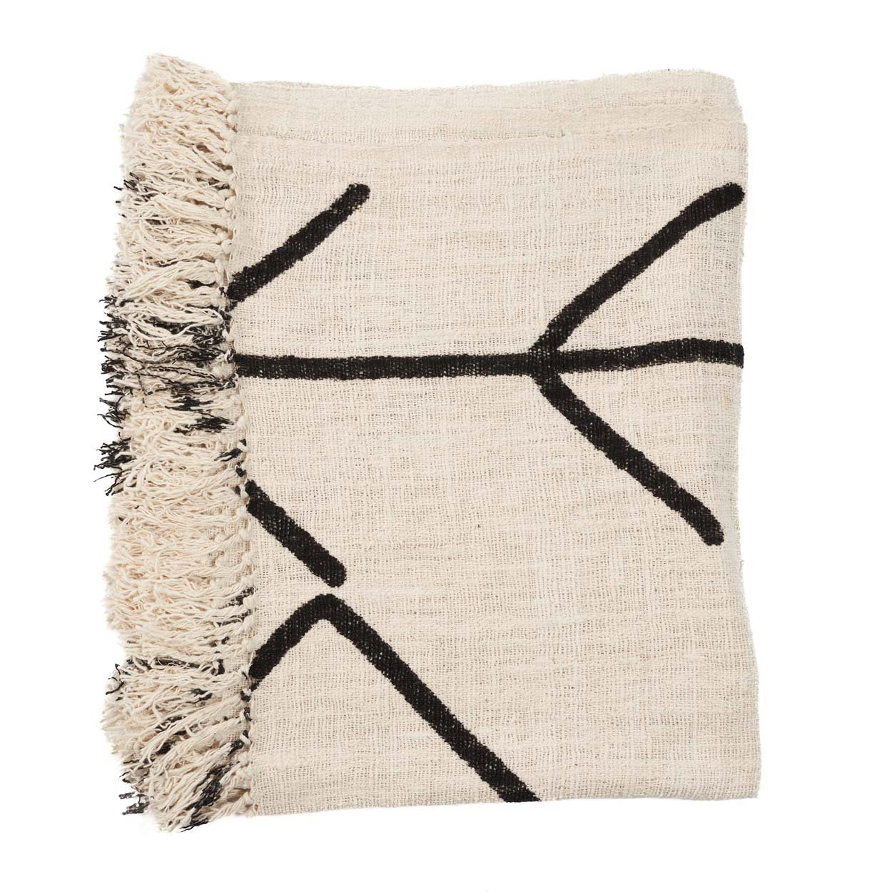 Evil Eye Bed Throw - 128 x 240 cm, Natural Black