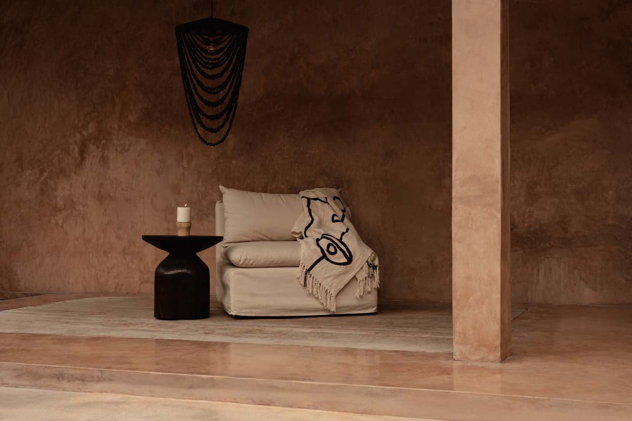 Evil Eye Bed Throw - 128 x 240 cm, Natural Black