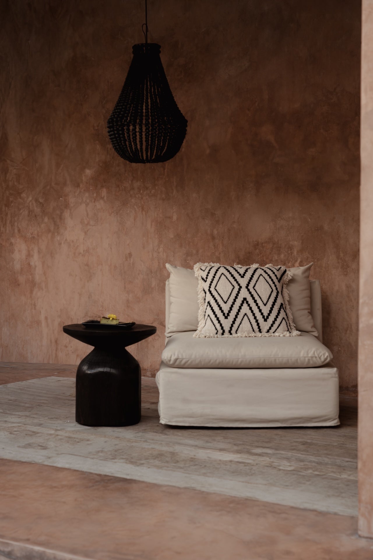 The Sahara Diamond Cushion Cover - Natural Black, 50 x 50 CM