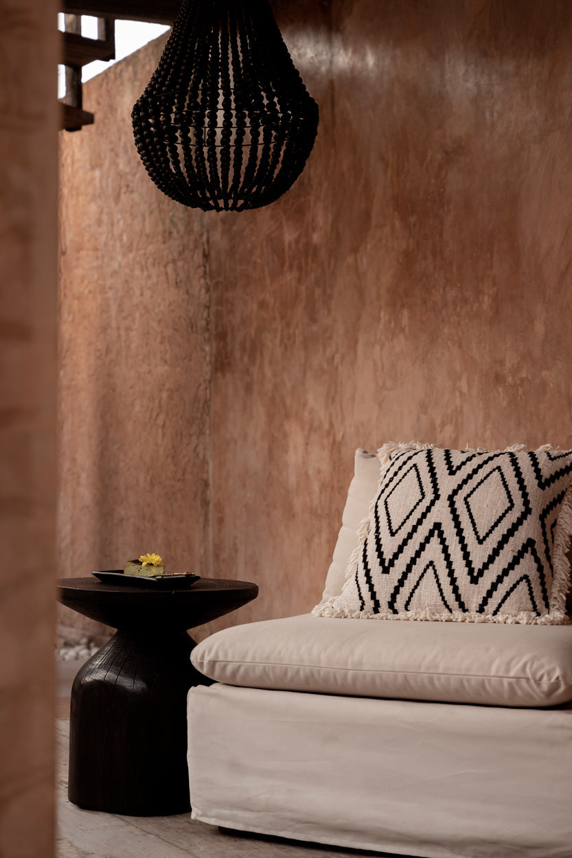 The Sahara Diamond Cushion Cover - Natural Black, 50 x 50 CM
