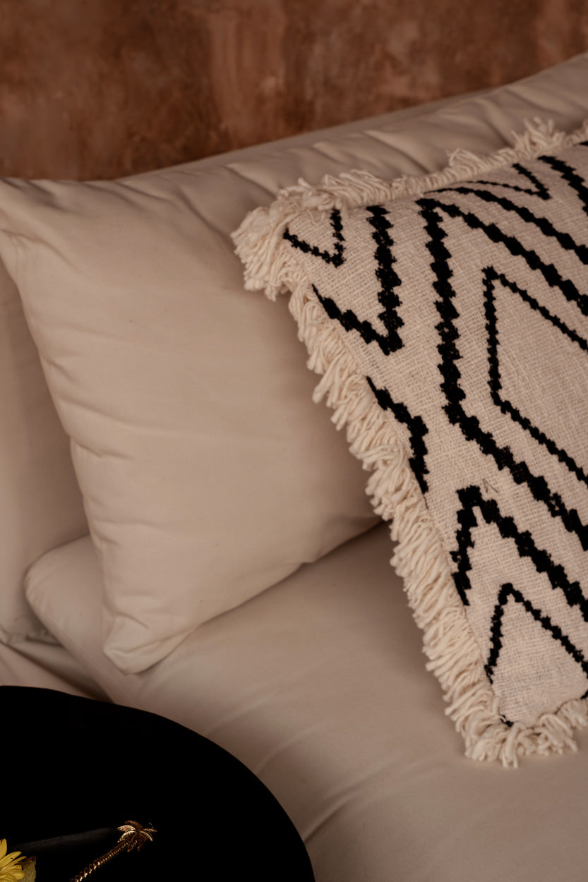 The Sahara Diamond Cushion Cover - Natural Black, 50 x 50 CM