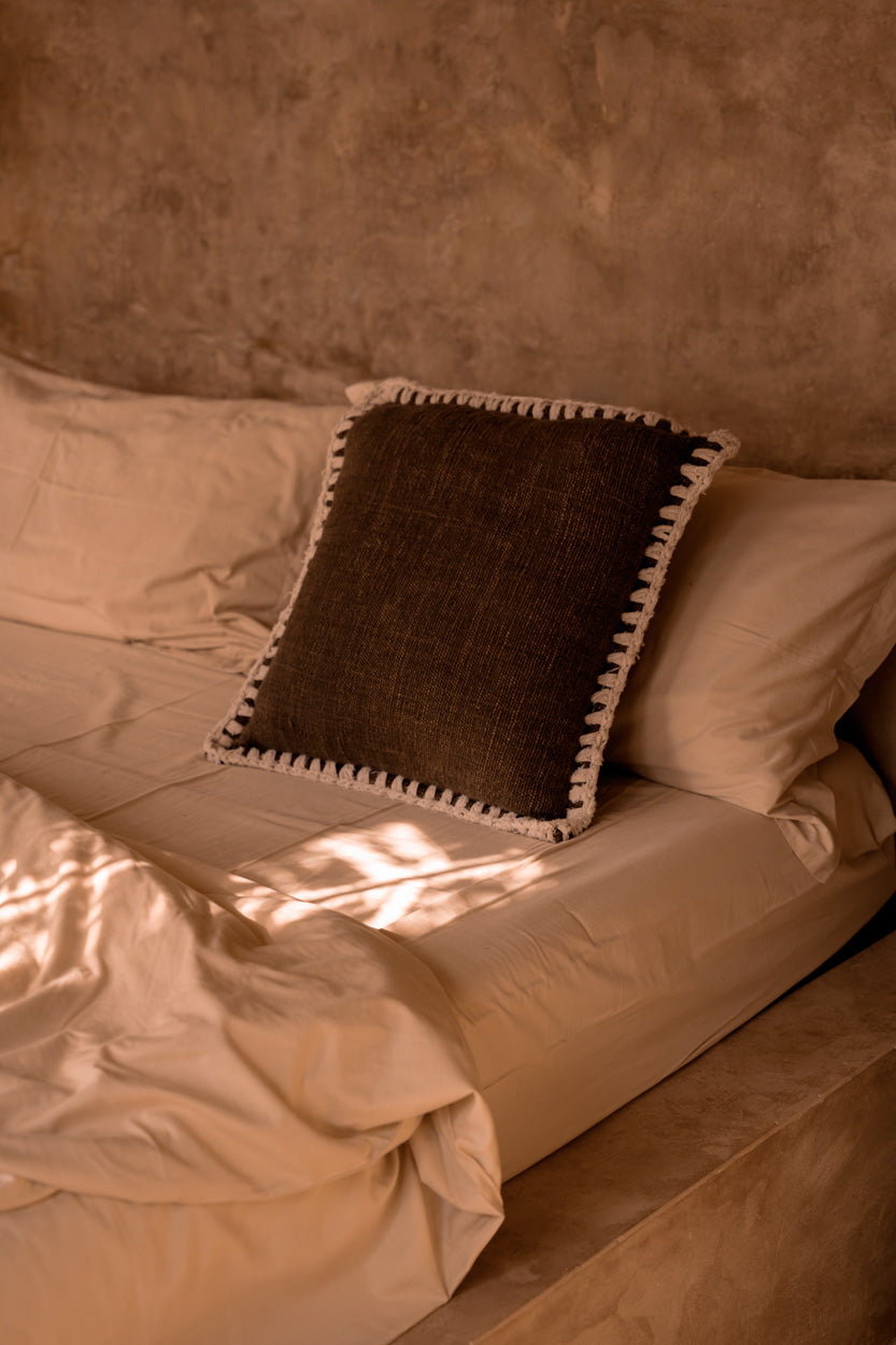 The Espresso Edge Cushion Cover - Brown White, 50 x 50 CM