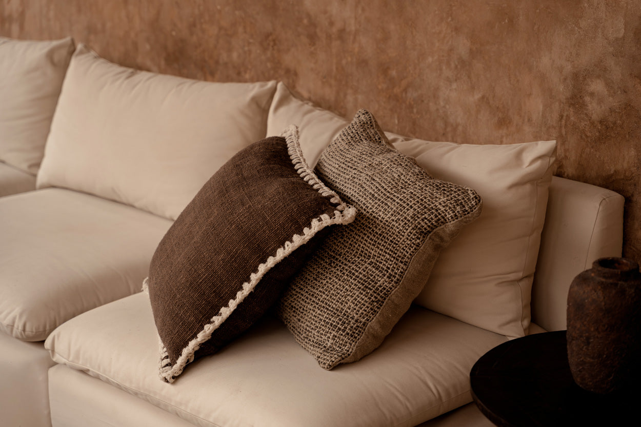 The Espresso Edge Cushion Cover - Brown White, 50 x 50 CM