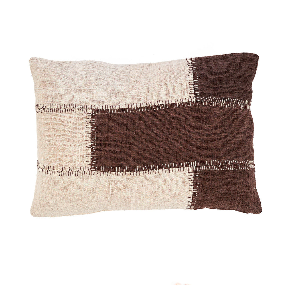 The Cocoa Patchwork Cushion Cover - Natural Brown, 50 x 70 CM