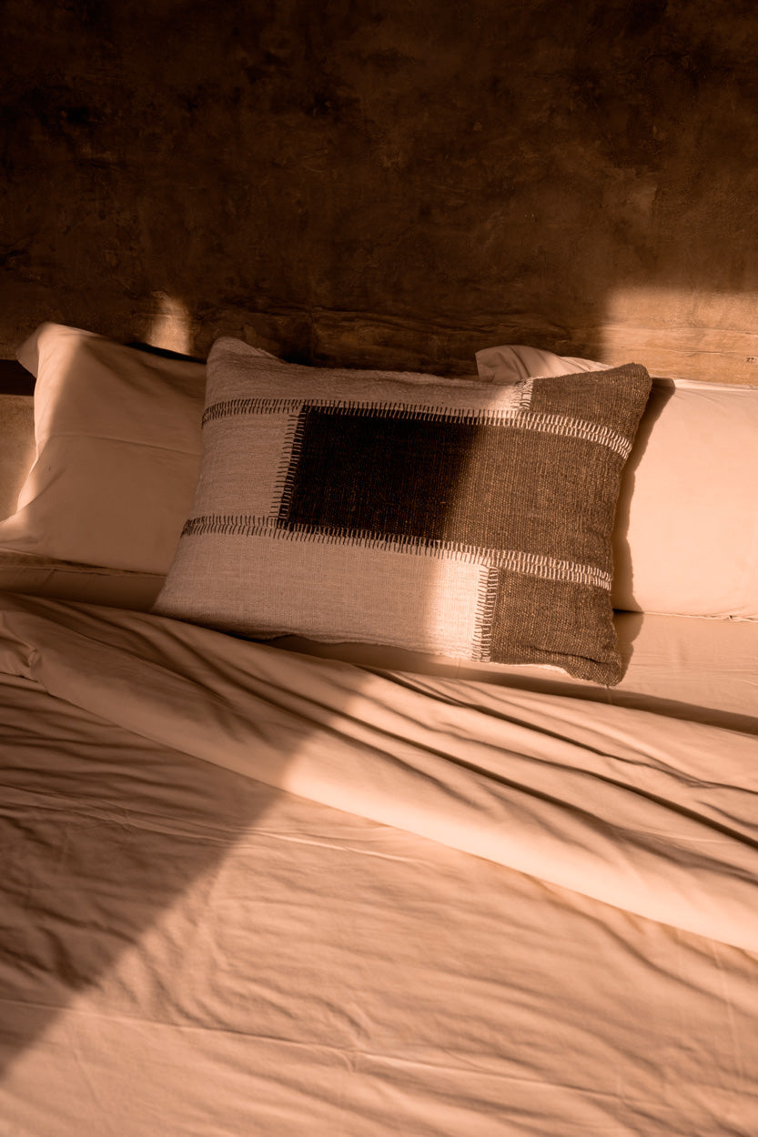 The Cocoa Patchwork Cushion Cover - Natural Brown, 50 x 70 CM