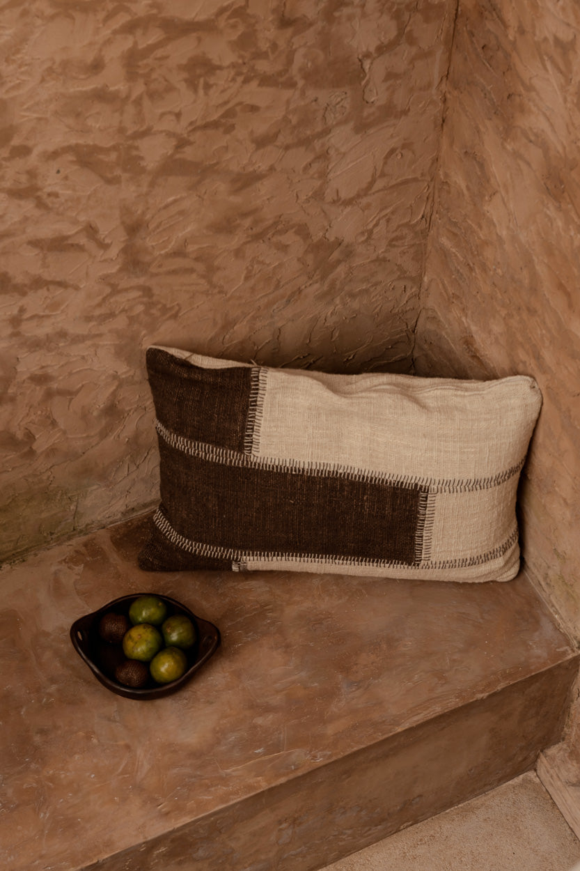 The Cocoa Patchwork Cushion Cover - Natural Brown, 50 x 70 CM