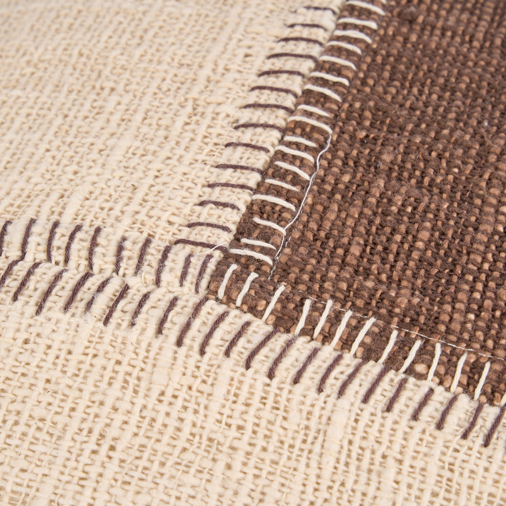 The Cocoa Patchwork Cushion Cover - Natural Brown, 50 x 70 CM