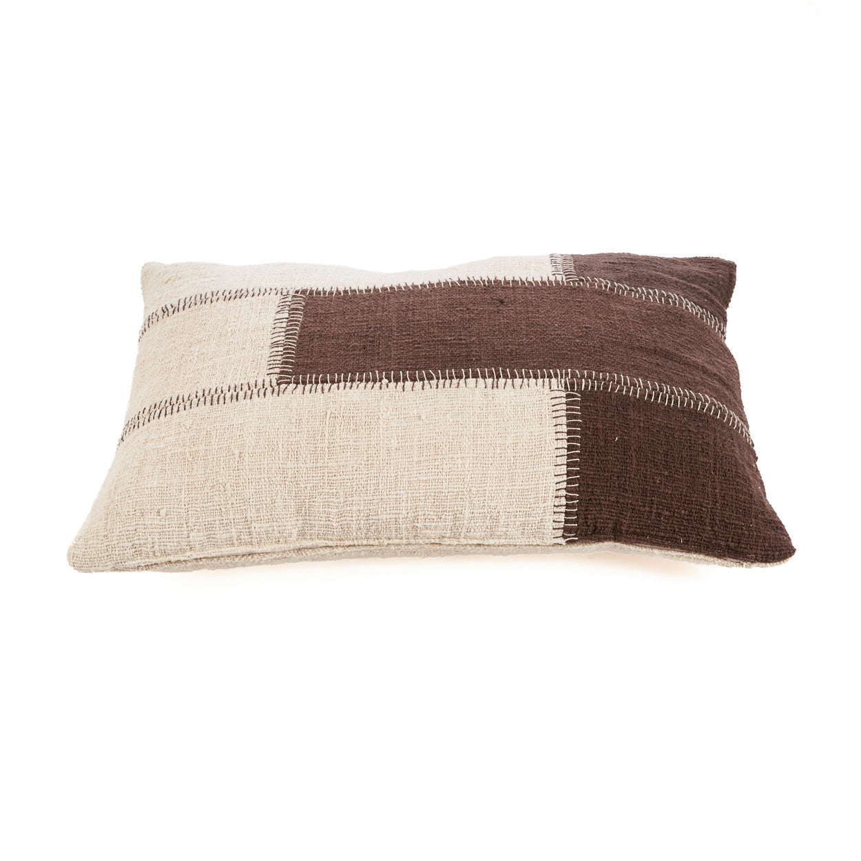 The Cocoa Patchwork Cushion Cover - Natural Brown, 50 x 70 CM