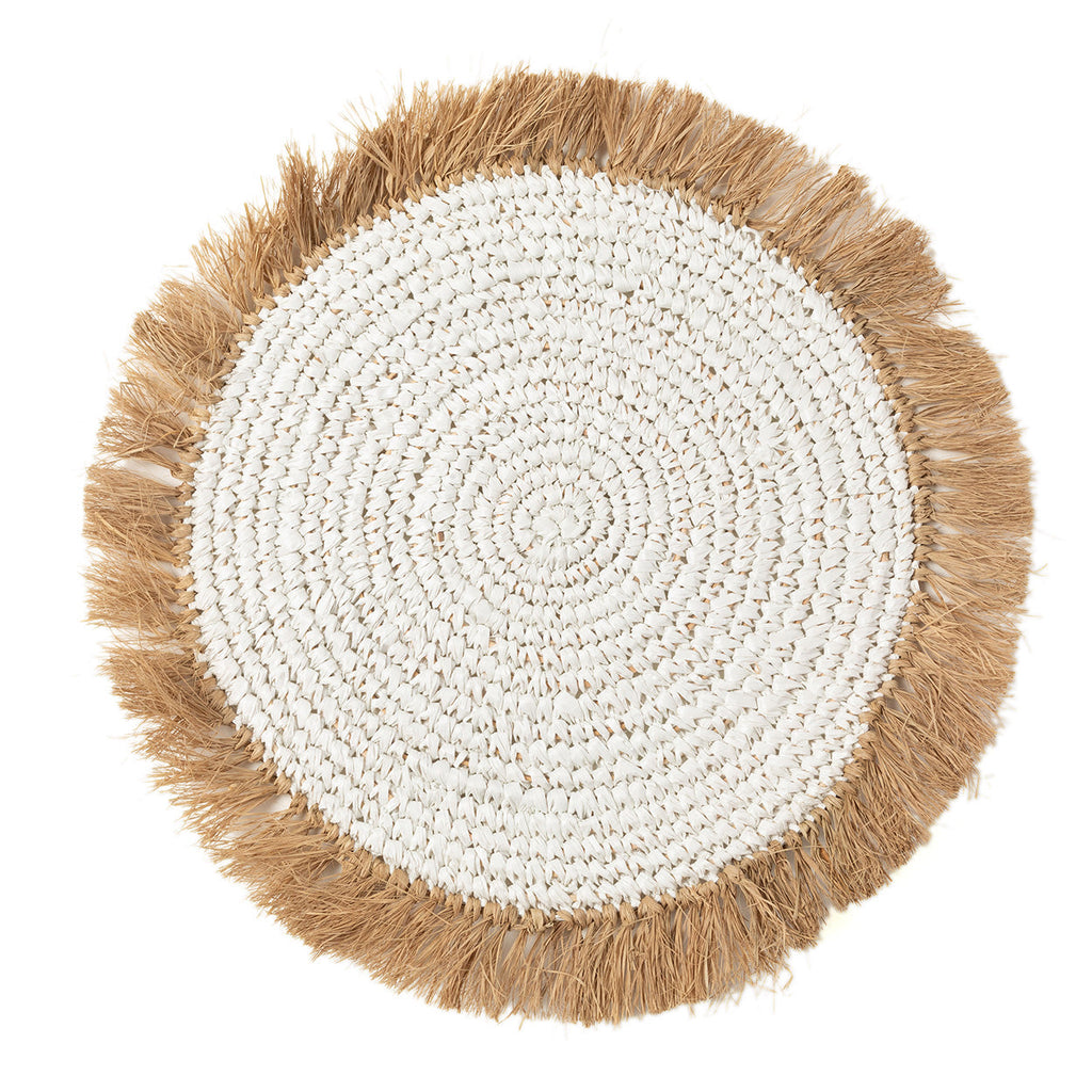 Water Hyacinth Raffia Placemat - White Natural