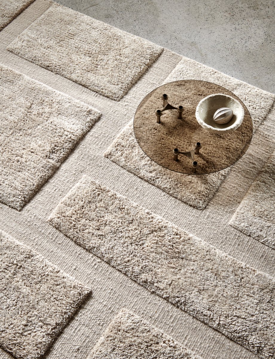 Bricks Wool Rug, Beige, MANY SIZE