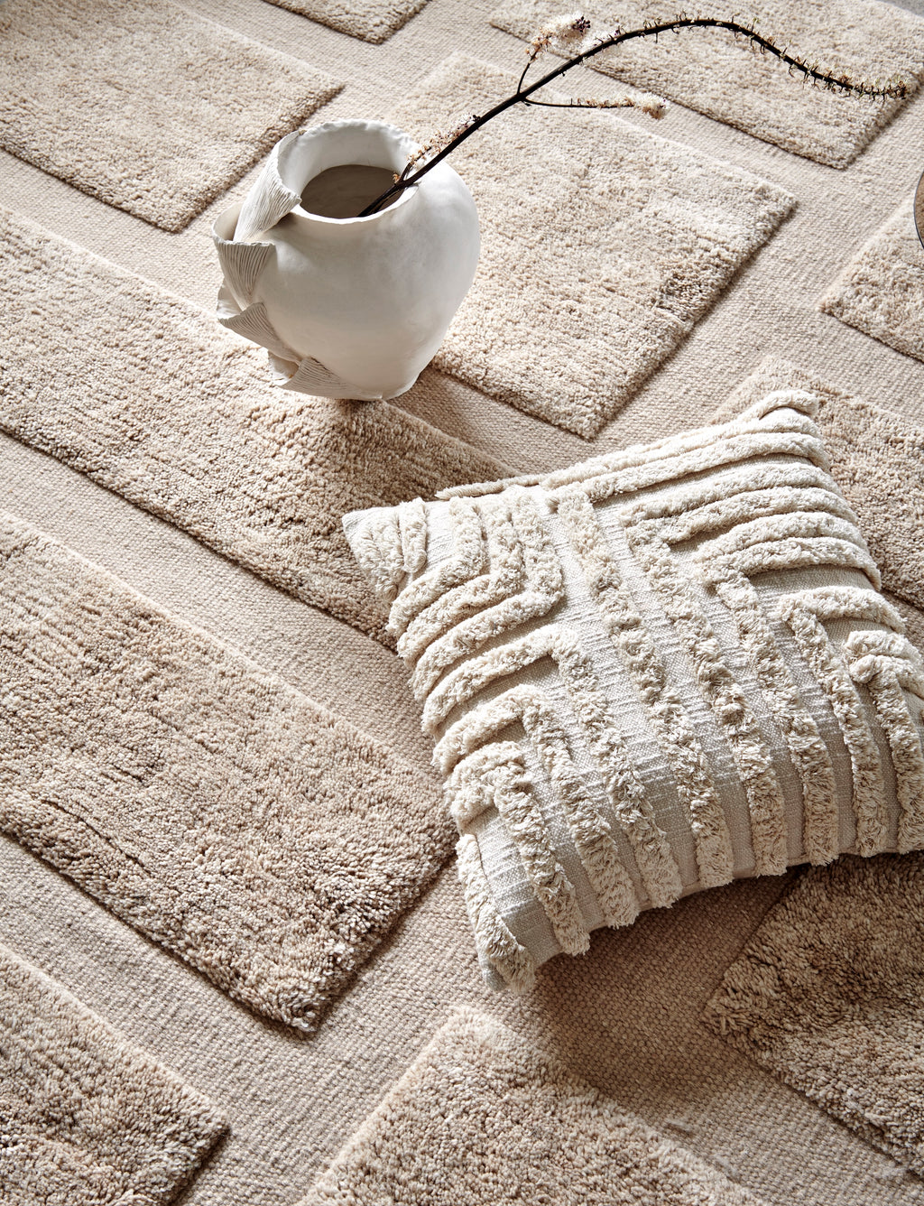 Bricks Wool Rug, Beige, MANY SIZE