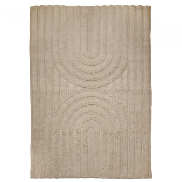 Curve Wool Rug, Natural Beige, 200 x 300 cm