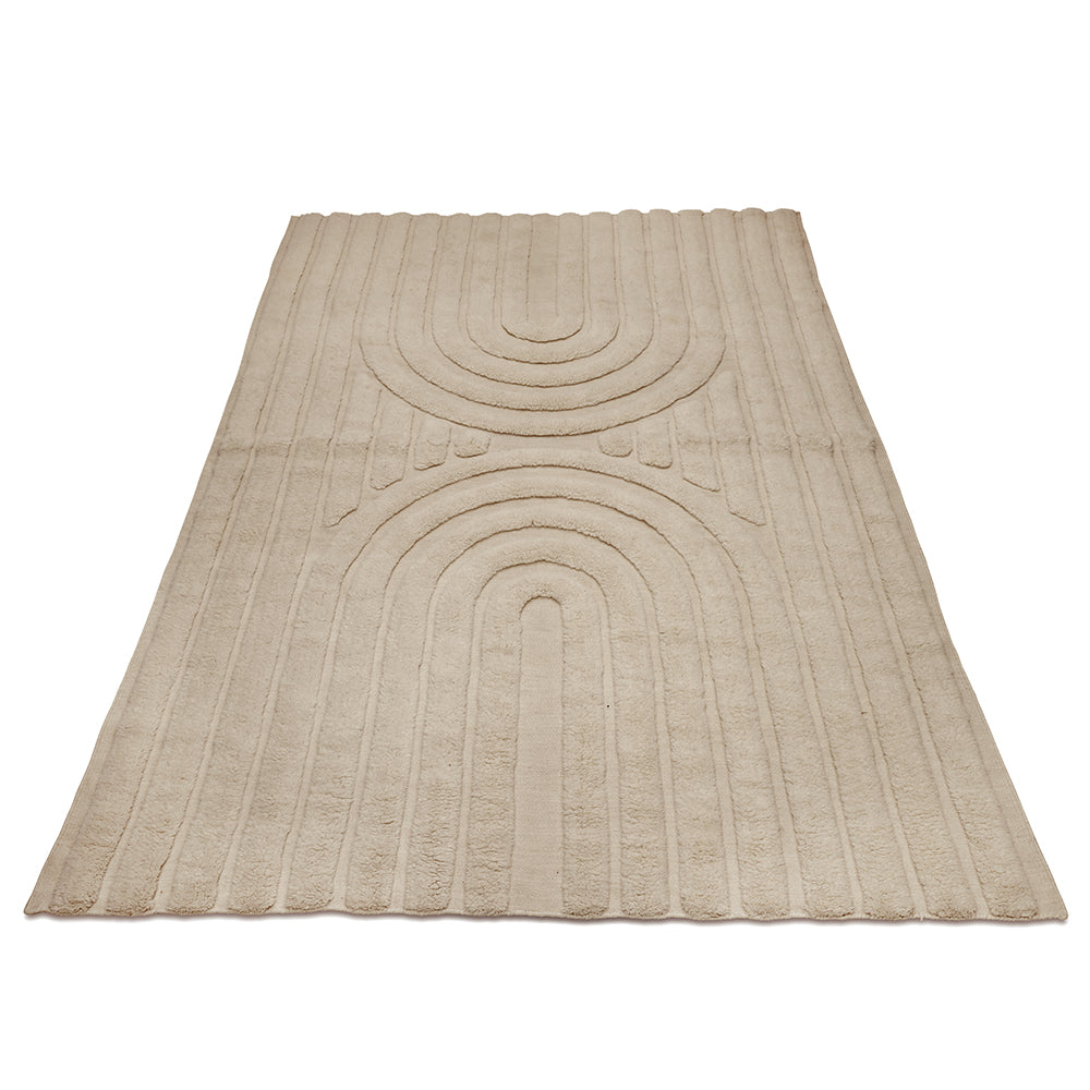 Curve Wool Rug, Natural Beige, 200 x 300 cm