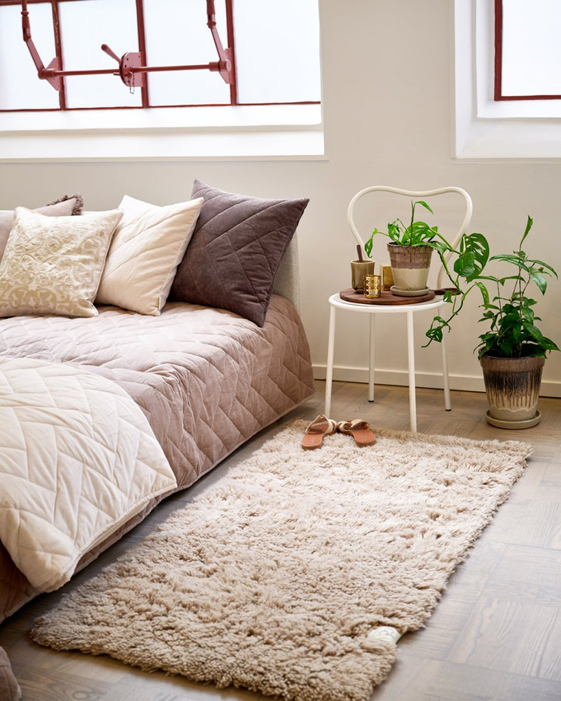 Runner Cloudy Wool Rug, Beige, 80 x 200 cm