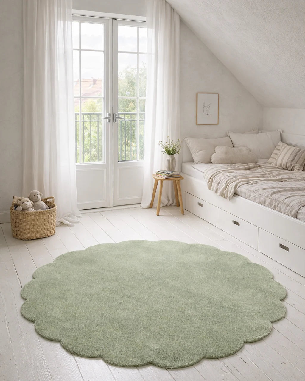 Shell Wool Rug, Green,  Ø 120 cm