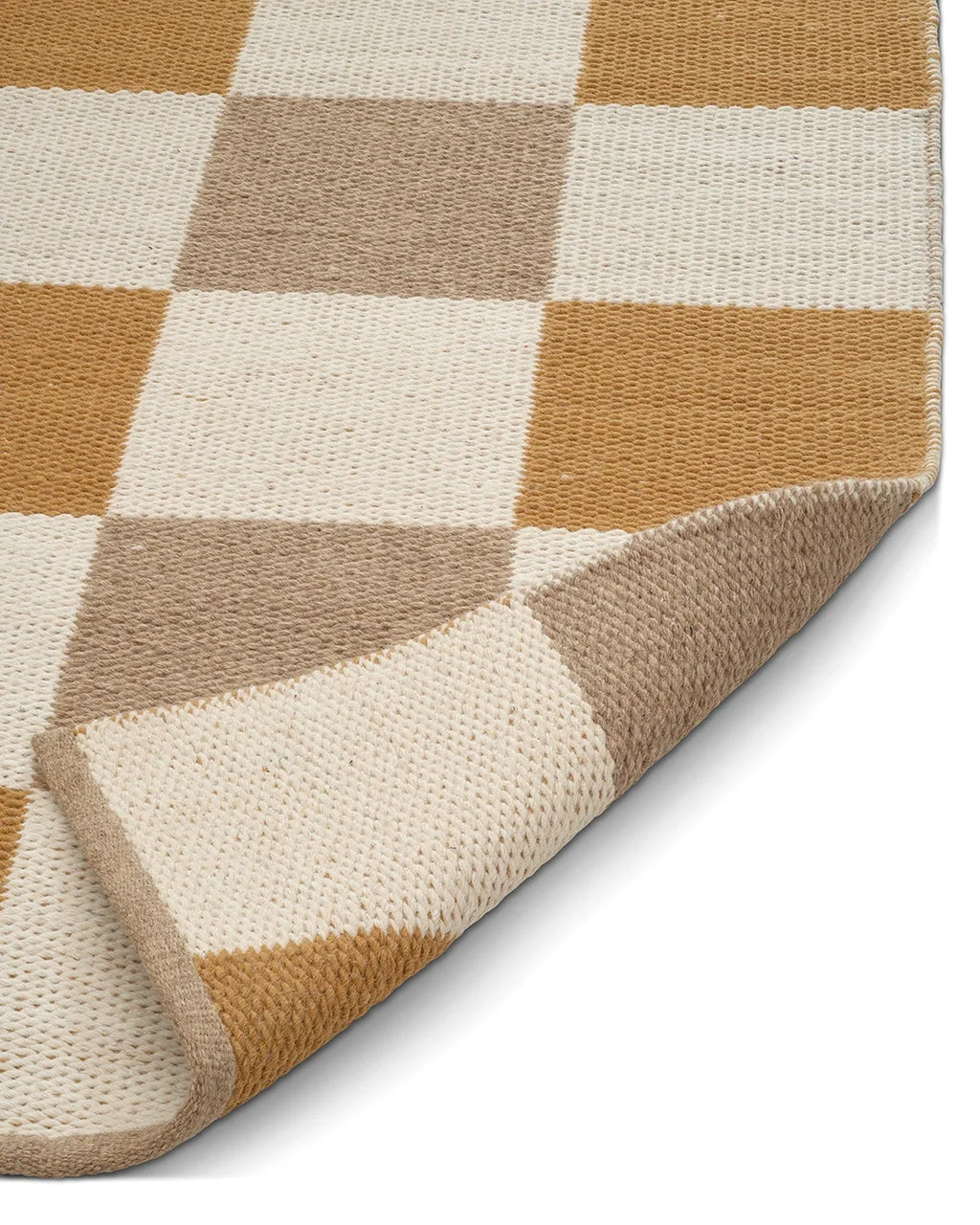 Close-up of Checked Yellow/Natural wool rug